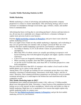 Consider Mobile Marketing Statistics in 2021