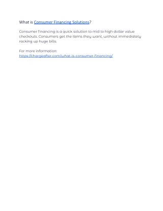 Consumer Financing Solutions