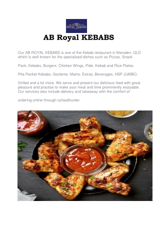 5% Off - AB Royal Kebab’s Menu|Pizza Marsden, QLD