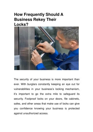 How Frequently Should A Business Rekey Their Locks?