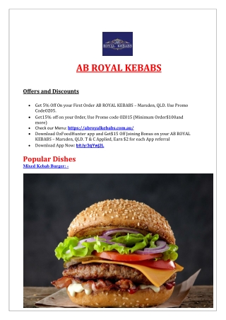 5% Off - AB Royal Kebab’s Menu|Pizza Marsden, QLD