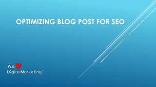 Optimizing Blog post for SEO