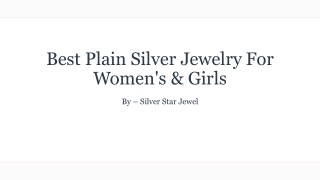 Best Plain Silver Jewelry For Women's & Girls