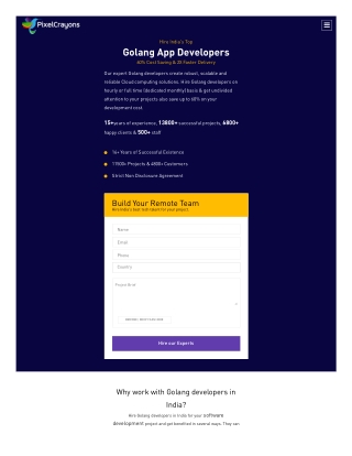PixelCrayons: Hire India's Top Golang App Developers