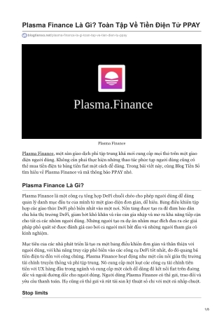 Plasma Finance Là Gì Toàn Tập Về Tiền Điện Tử PPAY