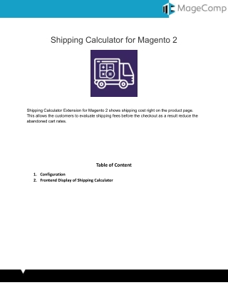Magento 2 Shipping Calculator