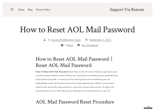 How to Reset AOL Mail Password