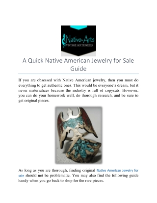 A Quick Native American Jewelry for Sale Guide