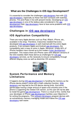 What are the Challenges in iOS App Development
