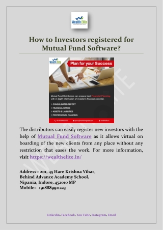 How to Investors registered for Mutual Fund Software