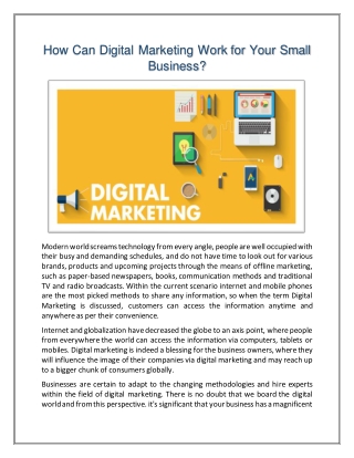 How Can Digital Marketing Work for Your Small Business