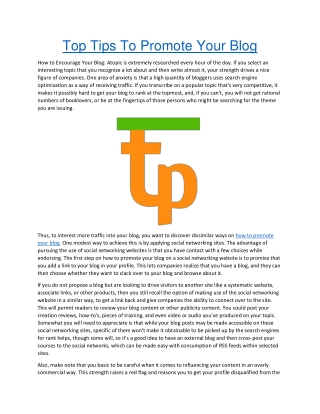 Top Tips To Promote Your Blog