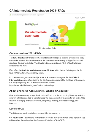 CA Intermediate Registration - FAQs | CA inter Registration - FAQs