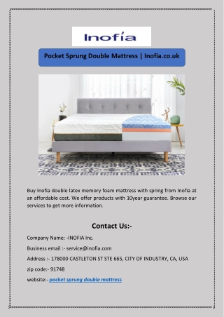 Pocket Sprung Double Mattress | Inofia.co.uk