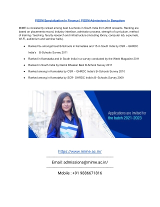 PGDM Specialization In Finance