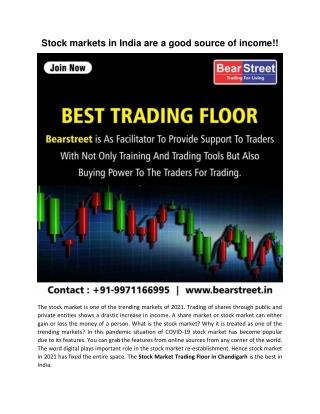 Stock markets in India are a good source of income
