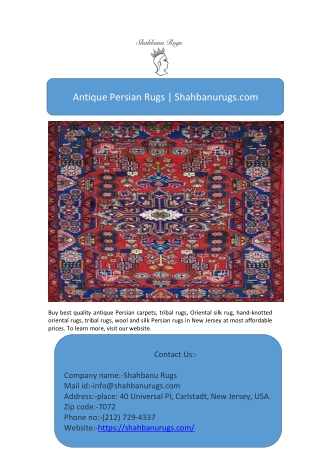 Antique Persian Rugs | Shahbanurugs.com