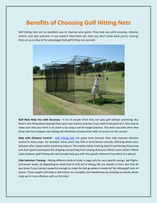 Benefits of Choosing Golf Hitting Nets