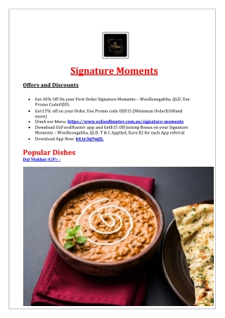 10% Off - Signature Moments Indian restaurant Woolloongabba, QLD