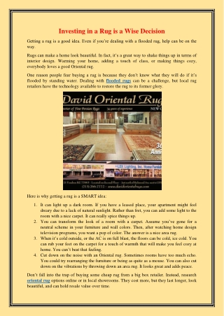 Investing in a Rug is a Wise Decision
