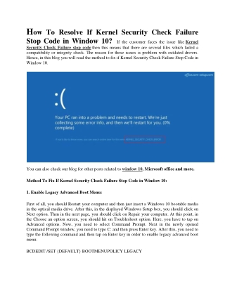 Resolve If Kernel Security Check Failure Stop Code in Window