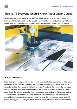 This Is All Everyone Should Know About Laser Cutting