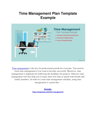Time Management Plan Template Example