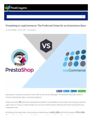 Prestashop or nopCommerce: The Preferred Choice for an eCommerce Store