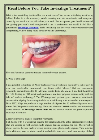 Read Before You Take Invisalign Treatment