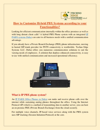 How to Customize Hybrid PBX Systems according to your Functionalities?