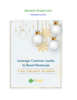 Leverage Customer Loyalty to Boost Revenues - Holiday Season Whitepaper 2021