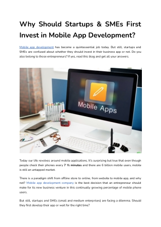 Why Should Startups & SMEs First Invest in Mobile App Development_