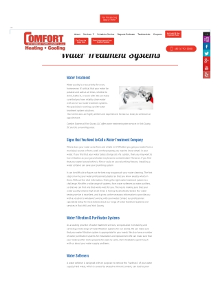 Water Treatment Systems In York County | Rock Hill, SC - Comfort Systems of York