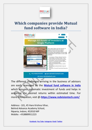 Which companies provide Mutual fund software in India