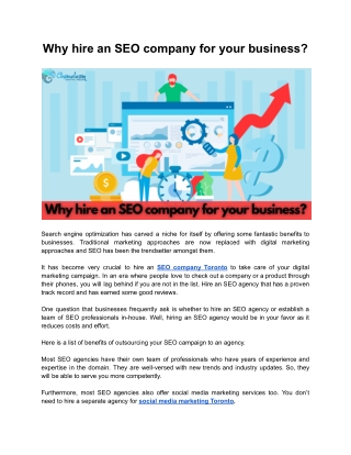 Why hire an SEO company for your business?
