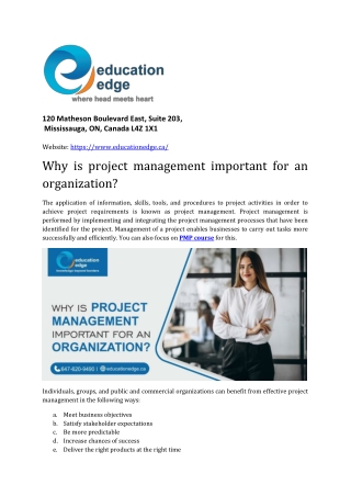 Why is project management important for an organization-.docx