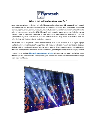 What is Led wall and what are used for