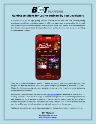 Gaming Solutions for Casino Business by Top Developers