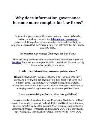 Why does information governance become more complex for law firms