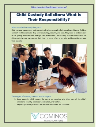 Child Custody Solicitors- What Is Their Responsibility