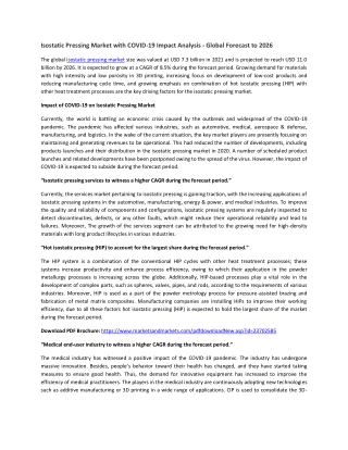 Isostatic Pressing Market