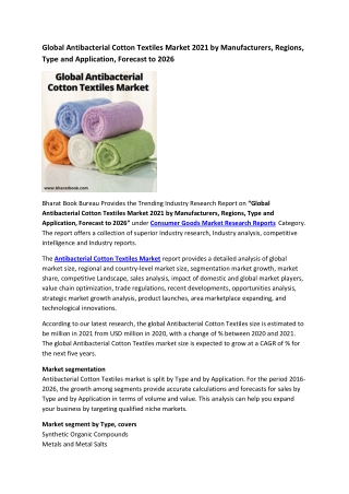 Global Antibacterial Cotton Textiles Market Research Report 2021-2026