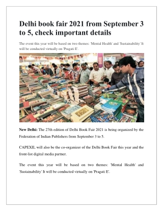 Delhi Book Fair 2021 from September 3 to 5, Check Important Details