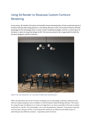 Using 3d Render to Showcase Custom Furniture Rendering