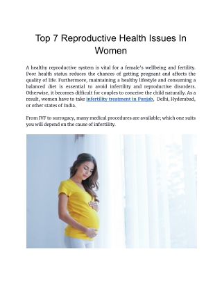 Top 7 Reproductive Health Issues In Women