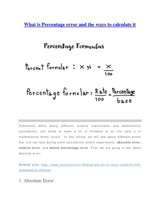 What is Percentage error and the ways to calculate it