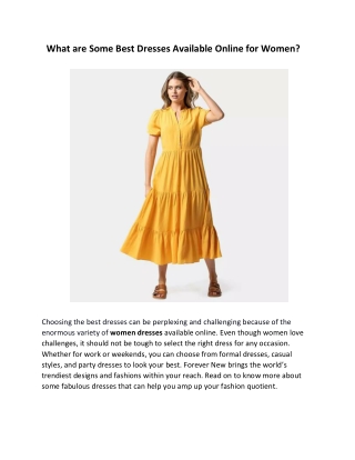 What are Some Best Dresses Available Online for Women?