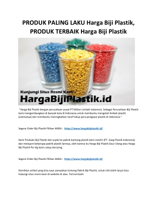 PRODUK PALING LAKU Harga Biji Plastik