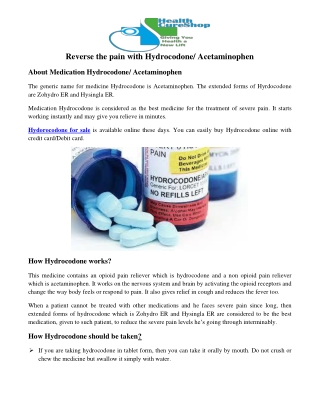 Reverse the pain with Hydrocodone Acetaminophen-converted