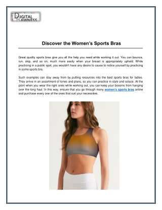 Discover the Women’s Sports Bras